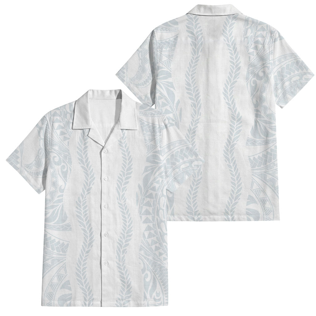 Samoa Lotu Tamaiti Family Matching Long Sleeve Bodycon Dress and Hawaiian Shirt Teuila With Tribal Motifs LT05 Dad's Shirt - Short Sleeve White - Polynesian Pride