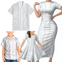 Samoa Lotu Tamaiti Family Matching Short Sleeve Bodycon Dress and Hawaiian Shirt Teuila With Tribal Motifs LT05 - Polynesian Pride