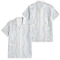 Samoa Lotu Tamaiti Family Matching Summer Maxi Dress and Hawaiian Shirt Teuila With Tribal Motifs LT05 Dad's Shirt - Short Sleeve White - Polynesian Pride