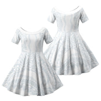 Samoa Lotu Tamaiti Family Matching Summer Maxi Dress and Hawaiian Shirt Teuila With Tribal Motifs LT05 Daughter's Dress White - Polynesian Pride