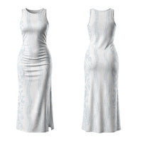 Samoa Lotu Tamaiti Family Matching Tank Maxi Dress and Hawaiian Shirt Teuila With Tribal Motifs LT05 Mom's Dress White - Polynesian Pride