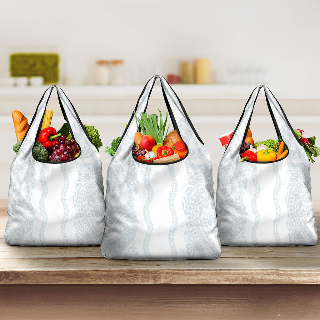Samoa Lotu Tamaiti Grocery Bag Teuila With Tribal Motifs LT05 3-pack One Size White - Polynesian Pride