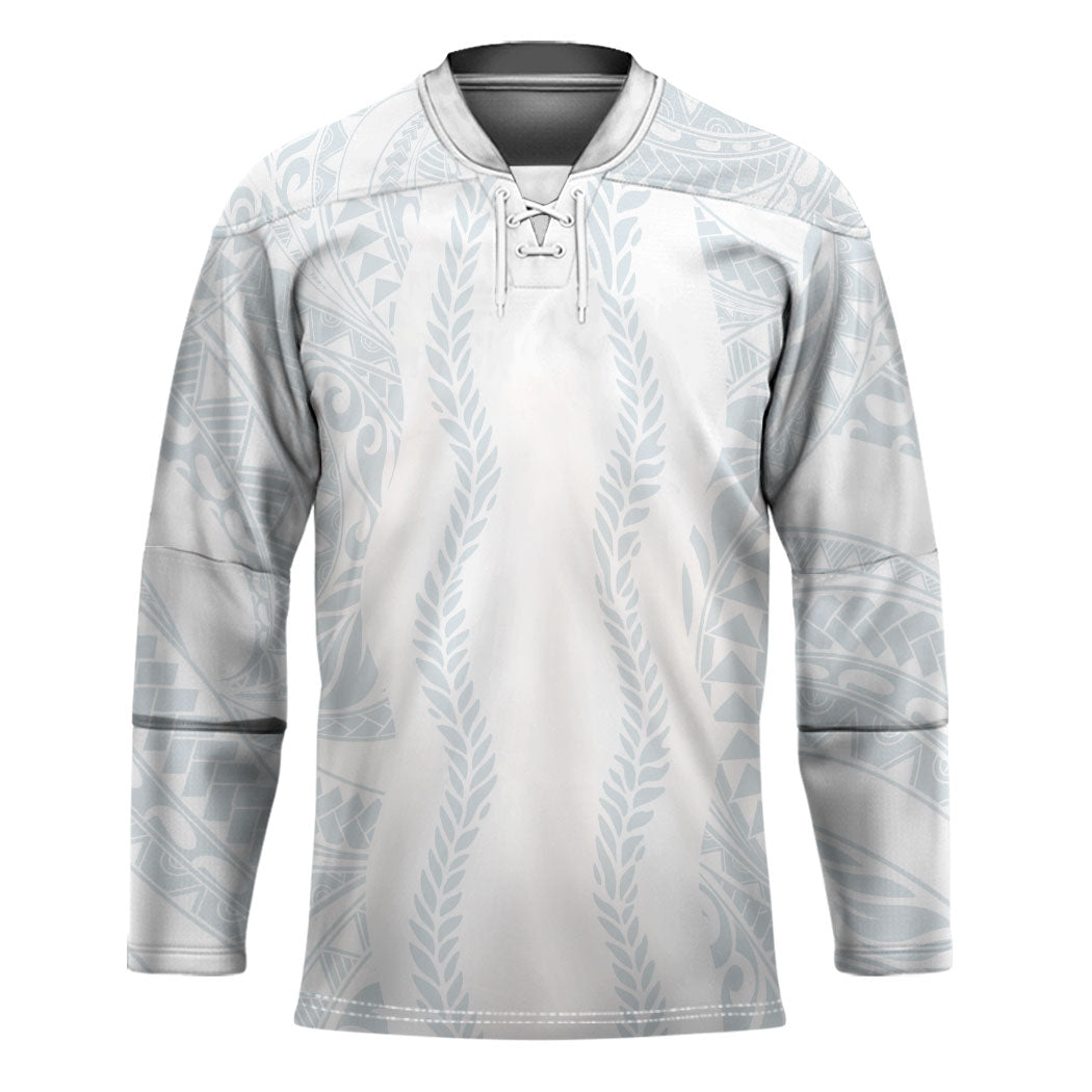 Samoa Lotu Tamaiti Hockey Jersey Teuila With Tribal Motifs LT05 Unisex White - Polynesian Pride