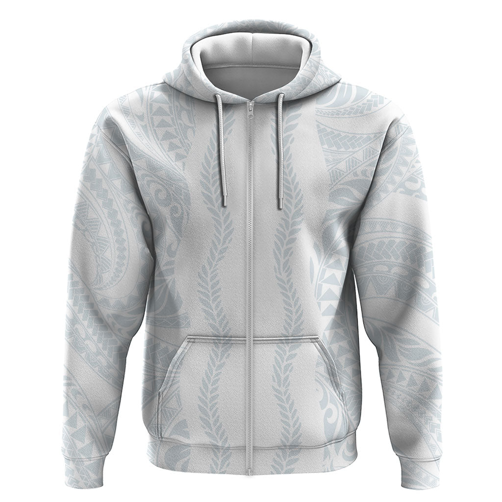 Samoa Lotu Tamaiti Hoodie Teuila With Tribal Motifs LT05 Zip Hoodie White - Polynesian Pride