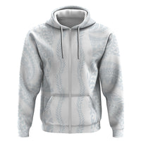 Samoa Lotu Tamaiti Hoodie Teuila With Tribal Motifs LT05 Zip Hoodie White - Polynesian Pride