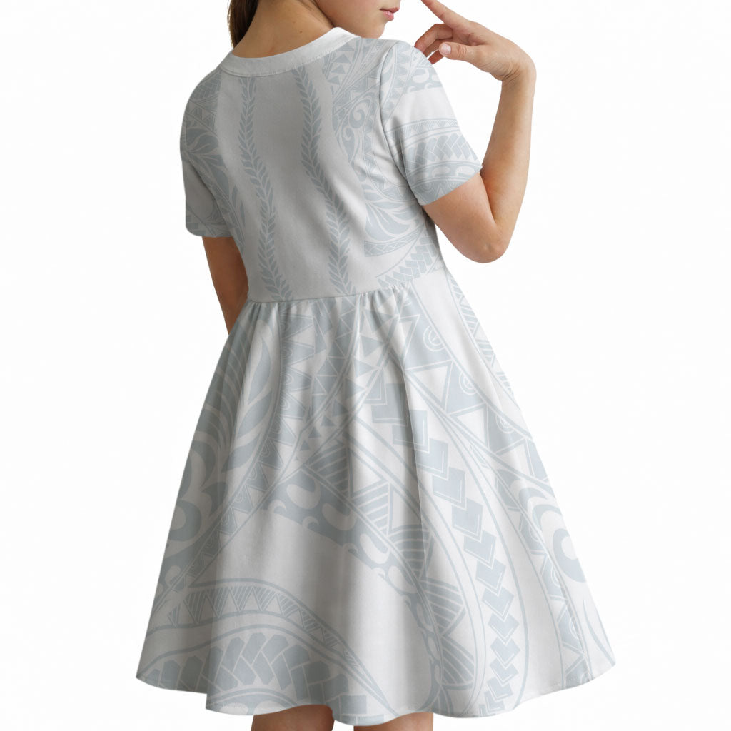 Samoa Lotu Tamaiti Kid Short Sleeve Dress Teuila With Tribal Motifs LT05 - Polynesian Pride