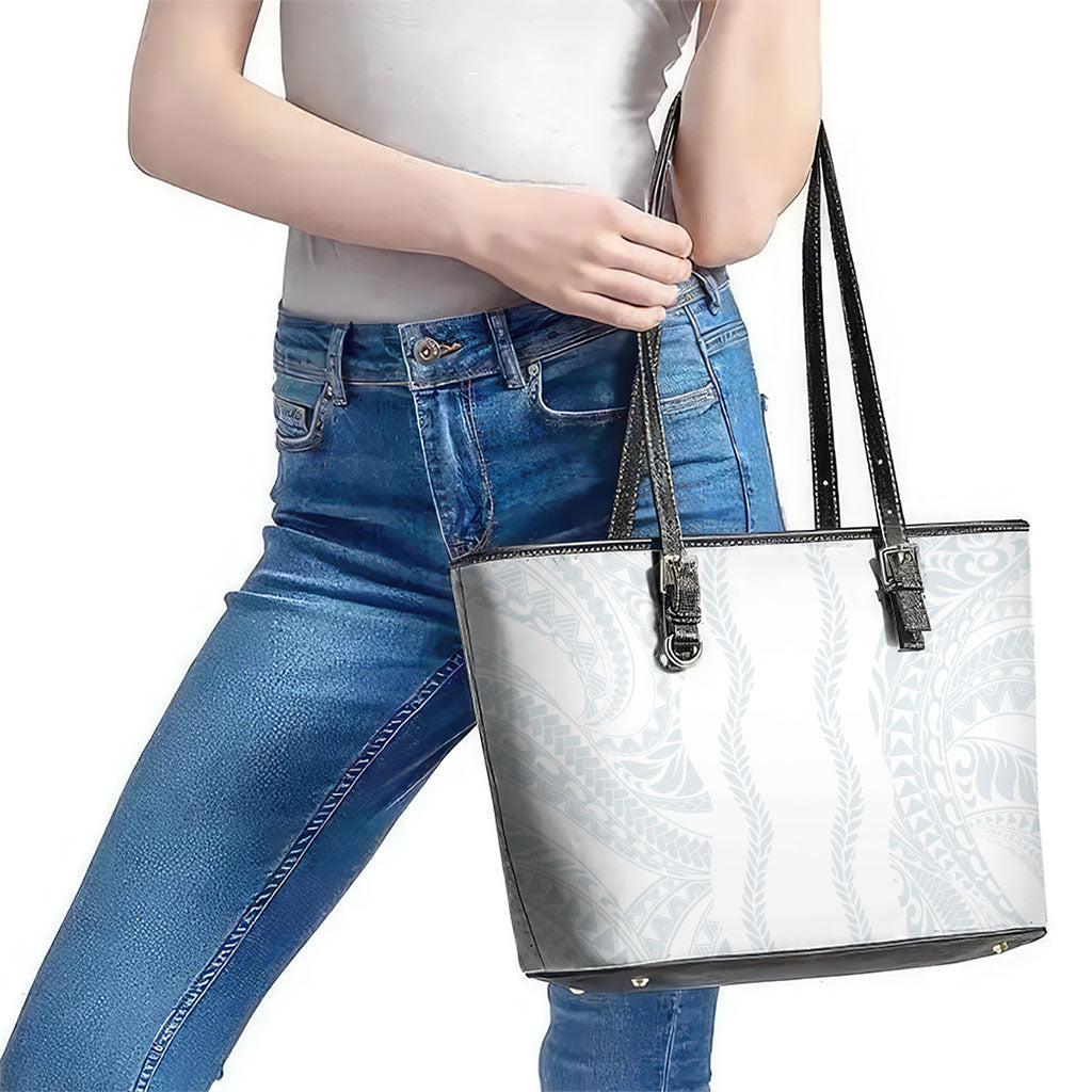 Samoa Lotu Tamaiti Leather Tote Bag Teuila With Tribal Motifs LT05 - Polynesian Pride