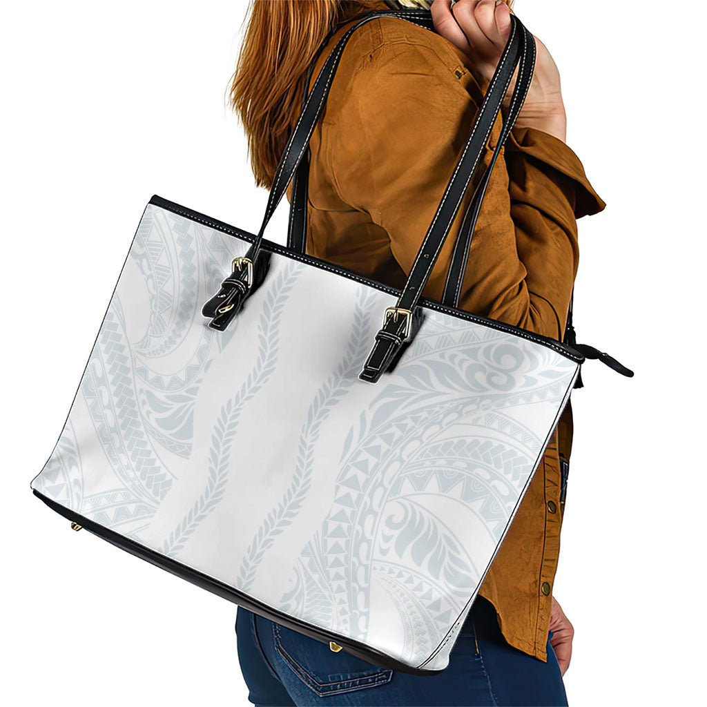 Samoa Lotu Tamaiti Leather Tote Bag Teuila With Tribal Motifs LT05 - Polynesian Pride