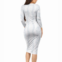 Samoa Lotu Tamaiti Long Sleeve Bodycon Dress Teuila With Tribal Motifs LT05 - Polynesian Pride
