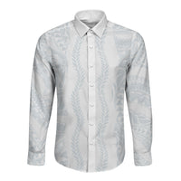 Samoa Lotu Tamaiti Long Sleeve Button Shirt Teuila With Tribal Motifs LT05 Unisex White - Polynesian Pride