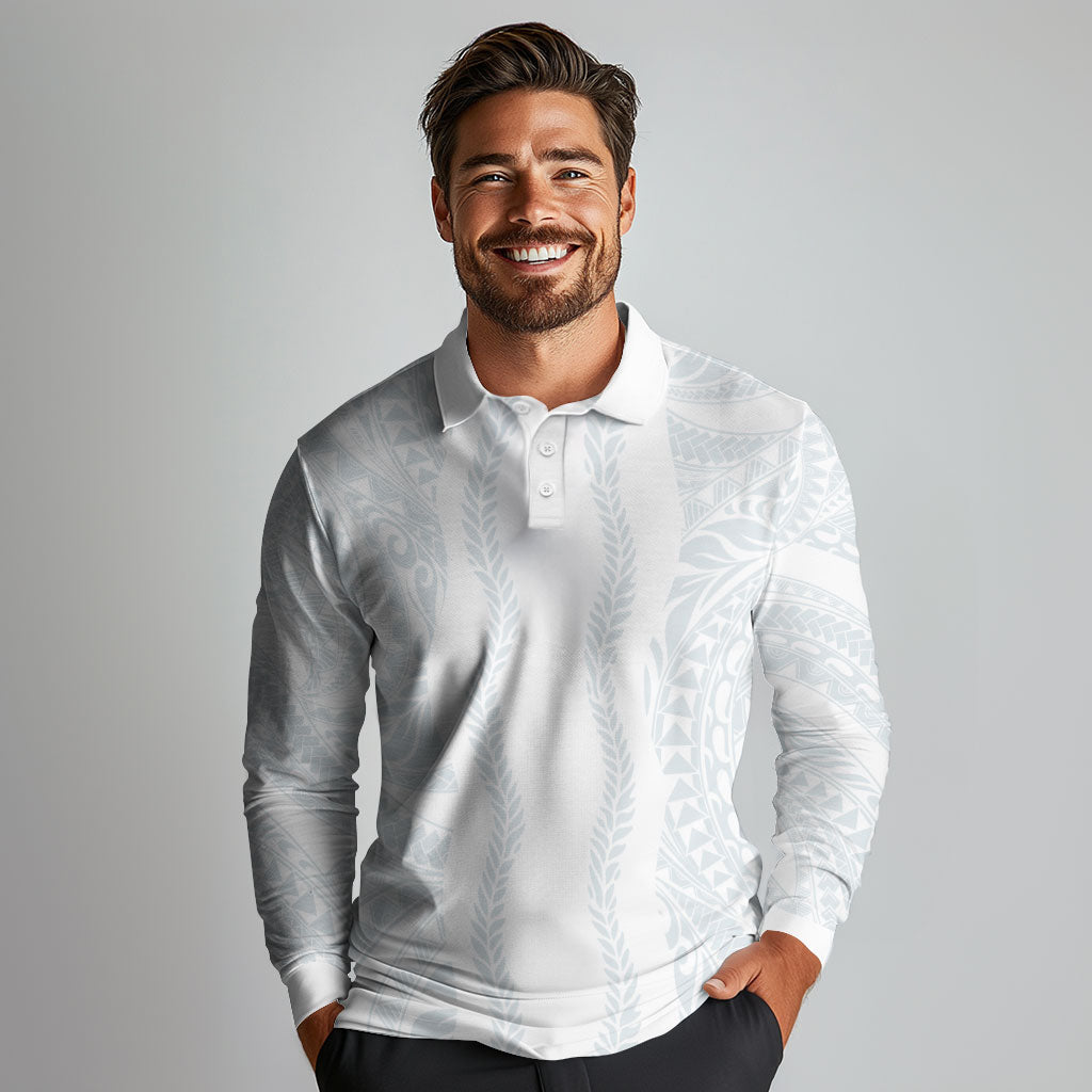 Samoa Lotu Tamaiti Long Sleeve Polo Shirt Teuila With Tribal Motifs LT05 - Polynesian Pride