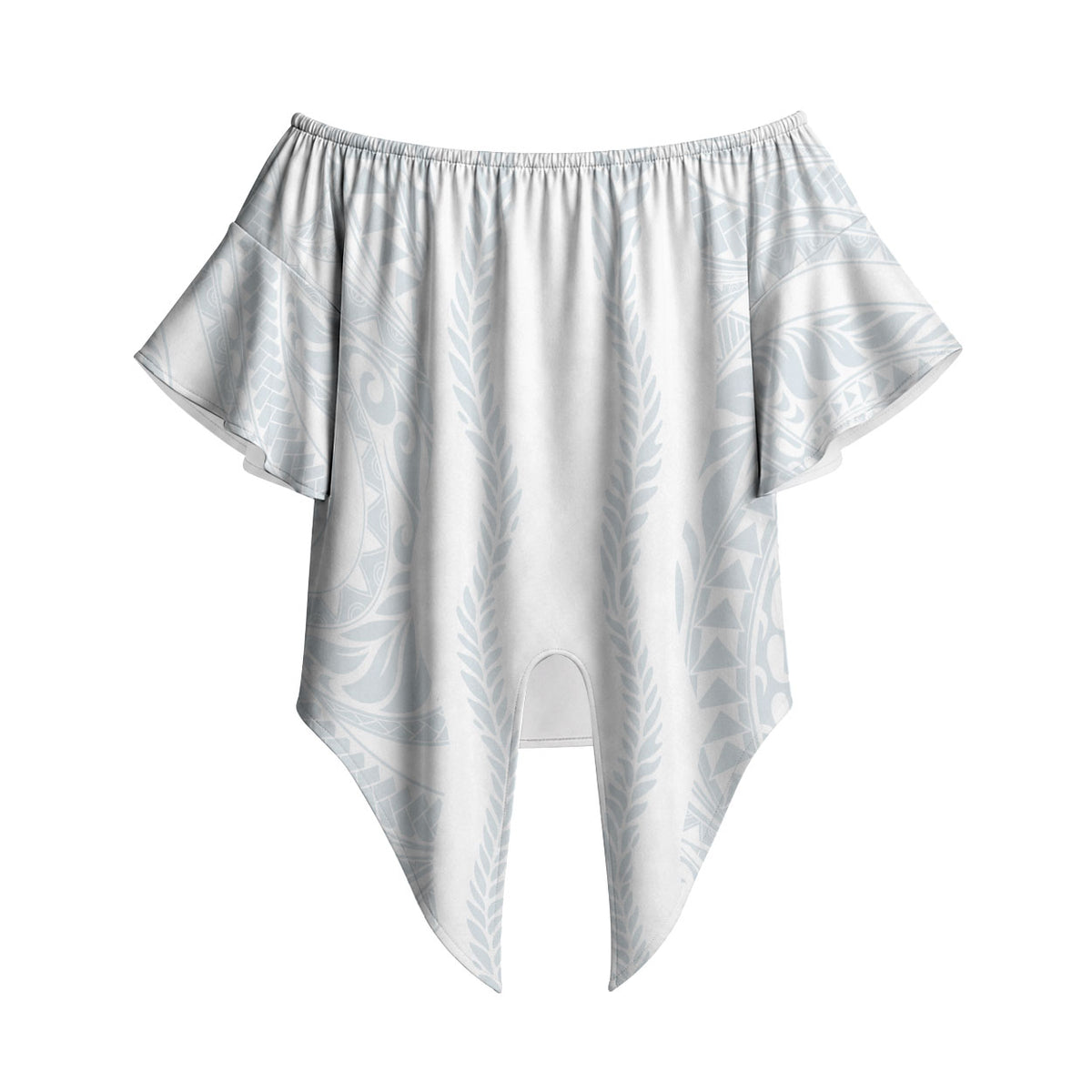Samoa Lotu Tamaiti Off Shoulder Wrap Waist Top Teuila With Tribal Motifs LT05 - Polynesian Pride