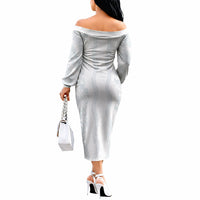 Samoa Lotu Tamaiti Off The Shoulder Long Sleeve Dress Teuila With Tribal Motifs LT05 - Polynesian Pride