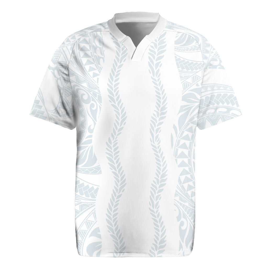 Samoa Lotu Tamaiti Rugby Jersey Teuila With Tribal Motifs LT05 White - Polynesian Pride