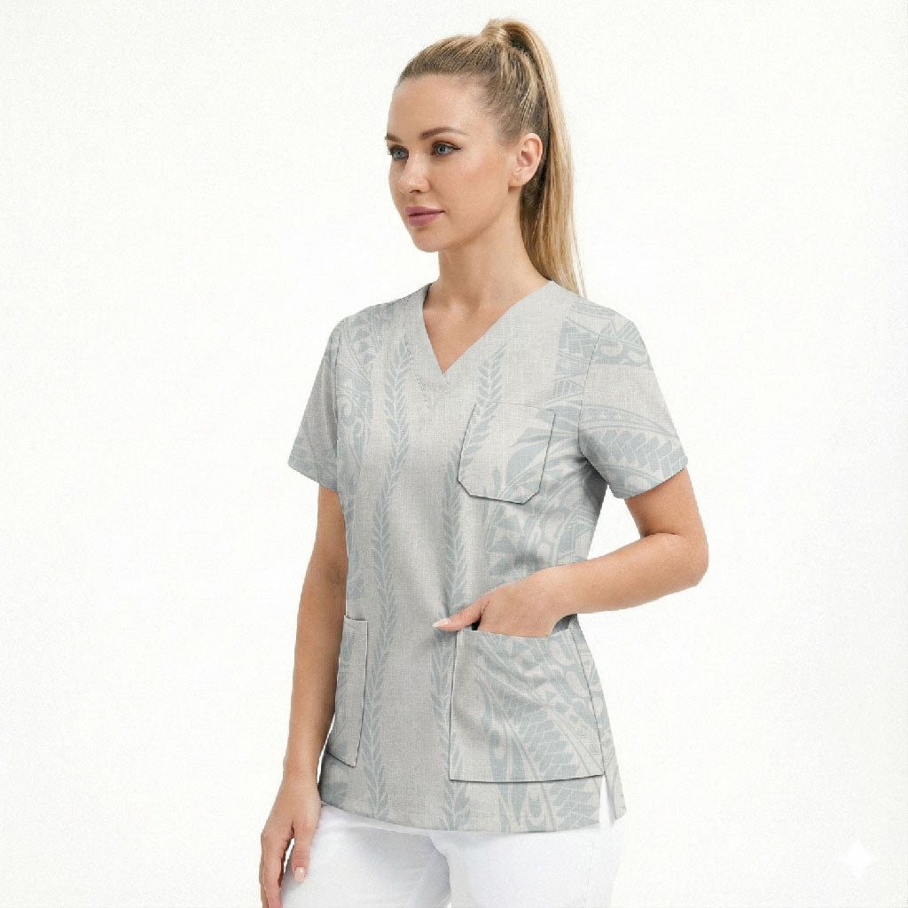 Samoa Lotu Tamaiti Scrub Top Teuila With Tribal Motifs LT05 - Polynesian Pride