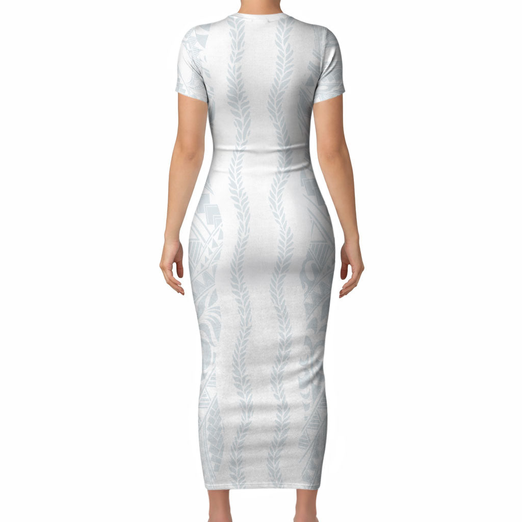 Samoa Lotu Tamaiti Short Sleeve Bodycon Dress Teuila With Tribal Motifs LT05 - Polynesian Pride