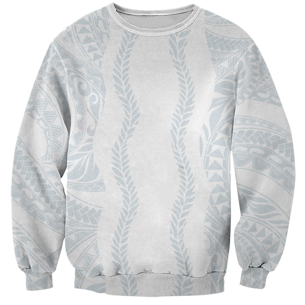 Samoa Lotu Tamaiti Sweatshirt Teuila With Tribal Motifs LT05 Unisex White - Polynesian Pride