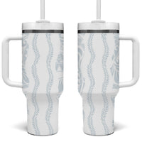 Samoa Lotu Tamaiti Tumbler With Handle Teuila With Tribal Motifs LT05 One Size: 40 oz White - Polynesian Pride