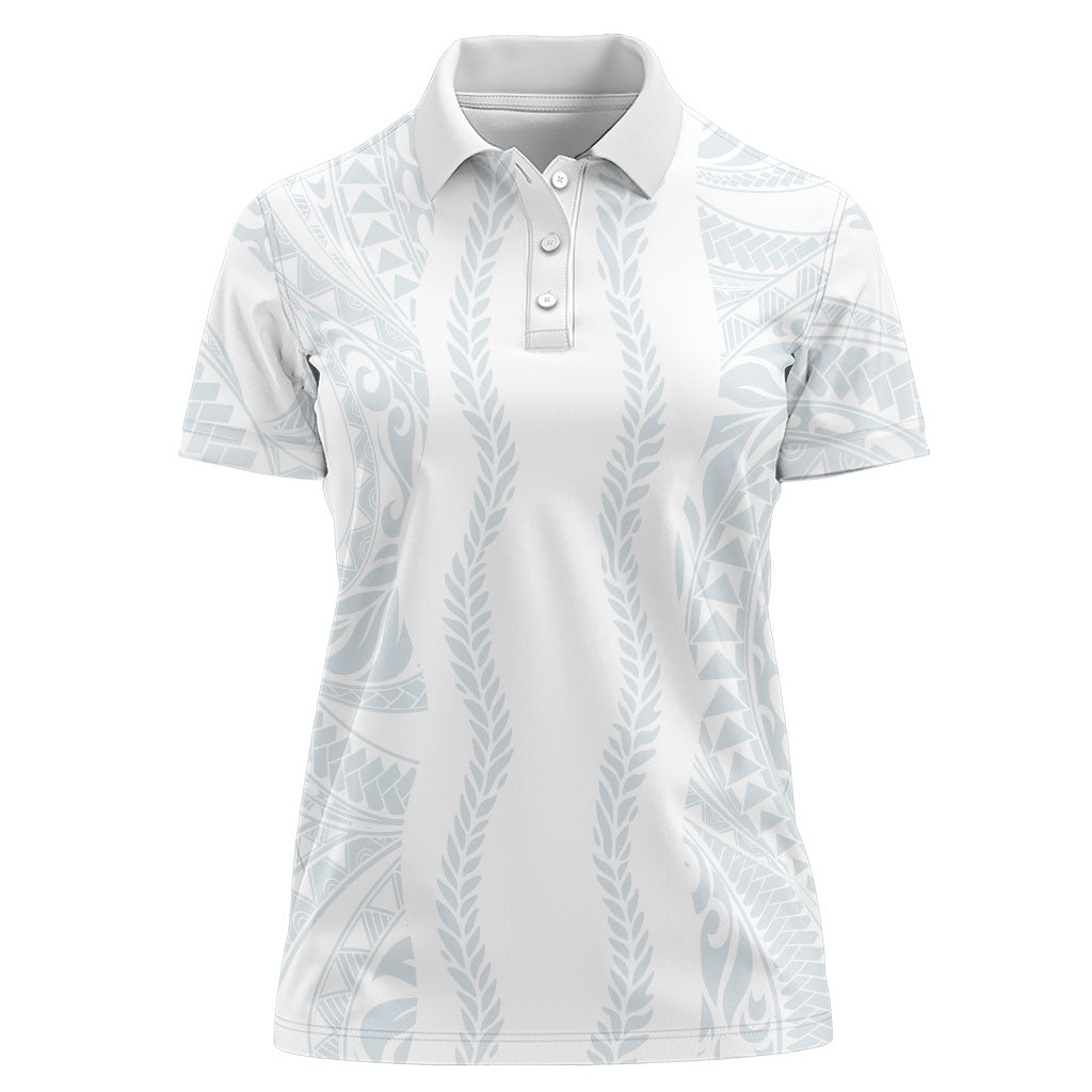 Samoa Lotu Tamaiti Women Polo Shirt Teuila With Tribal Motifs LT05 Female White - Polynesian Pride