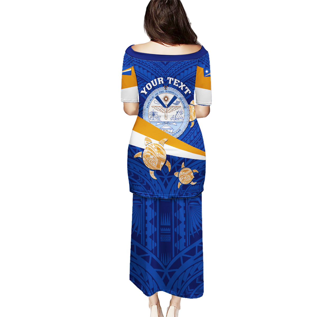 Personalized Marshall Islands Family Matching Puletasi Dress and Hawaiian Shirt Manit Day Coat Of Arms With Polynesian Turtle LT05 - Polynesian Pride