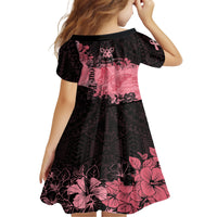 Personalized Breast Cancer Family Matching Off Shoulder Short Dress and Hawaiian Shirt Survivor Polynesian Ribbon Butterfly LT05 - Polynesian Pride