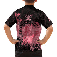 Personalized Breast Cancer Family Matching Tank Maxi Dress and Hawaiian Shirt Survivor Polynesian Ribbon Butterfly LT05 - Polynesian Pride