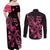 Breast Cancer Awareness Couples Matching Off Shoulder Maxi Dress and Long Sleeve Button Shirts Ribbon Polynesian Pattern Black Version LT05 - Polynesian Pride