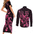 Breast Cancer Awareness Couples Matching Short Sleeve Bodycon Dress and Long Sleeve Button Shirts Ribbon Polynesian Pattern Black Version LT05 - Polynesian Pride