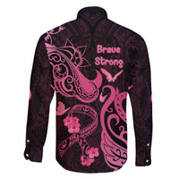 Breast Cancer Awareness Family Matching Summer Maxi Dress and Hawaiian Shirt Ribbon Polynesian Pattern Black Version LT05 - Polynesian Pride