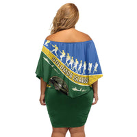 Solomon Islands Remembrance Day Family Matching Off Shoulder Short Dress and Hawaiian Shirt Lest We Forget