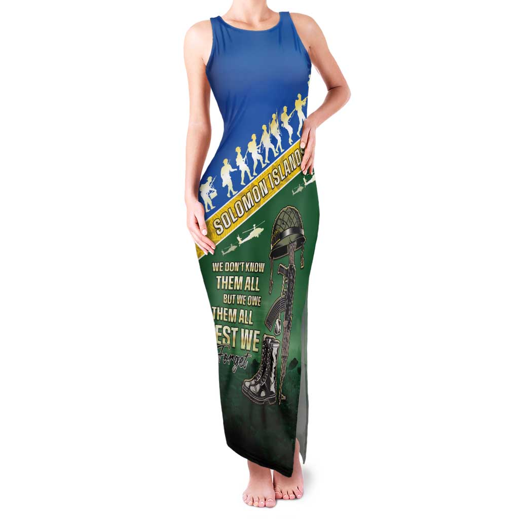 Solomon Islands Remembrance Day Family Matching Tank Maxi Dress and Hawaiian Shirt Lest We Forget