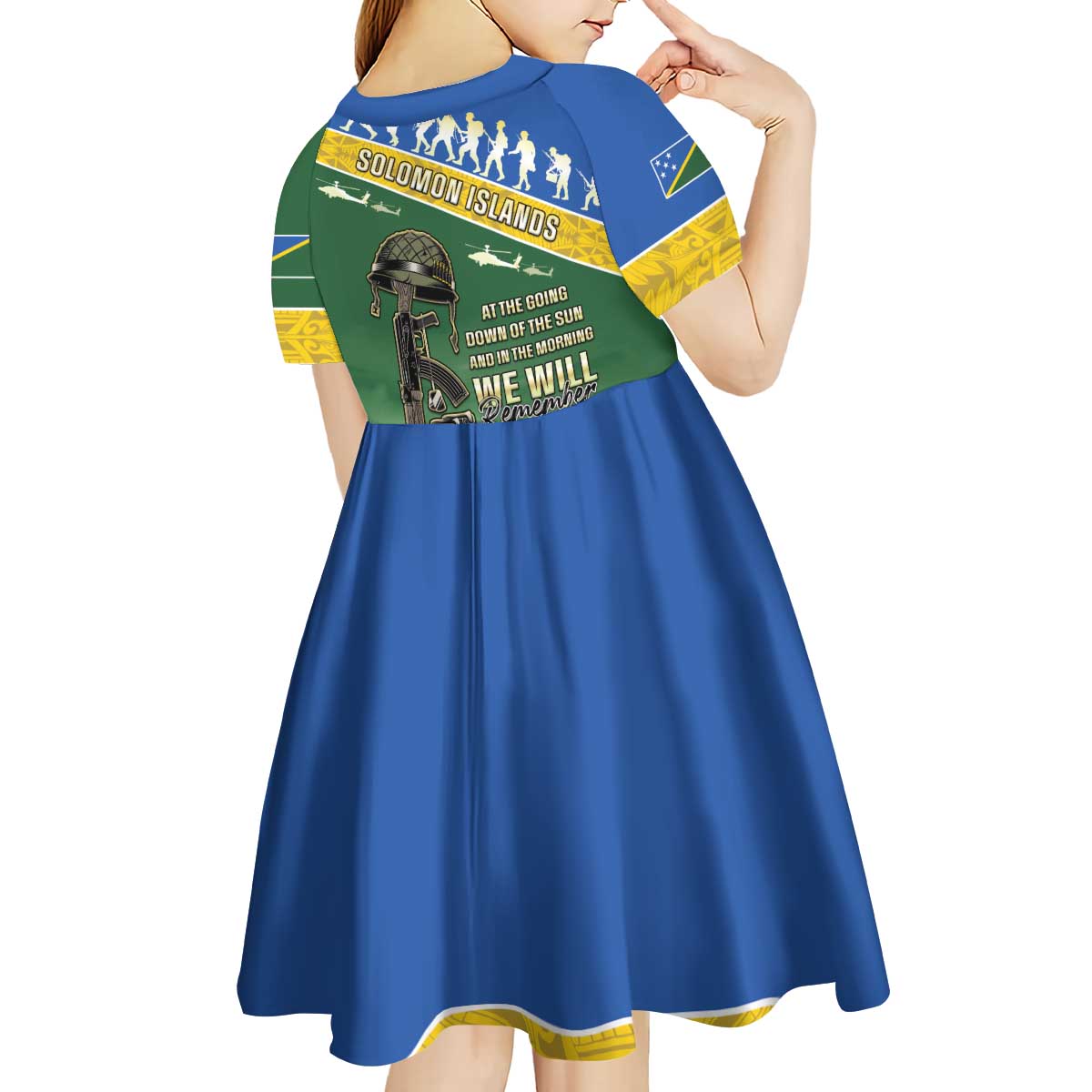 Solomon Islands Remembrance Day Kid Short Sleeve Dress Lest We Forget