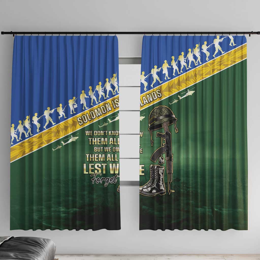 Solomon Islands Remembrance Day Window Curtain Lest We Forget LT05 With Hooks Green - Polynesian Pride