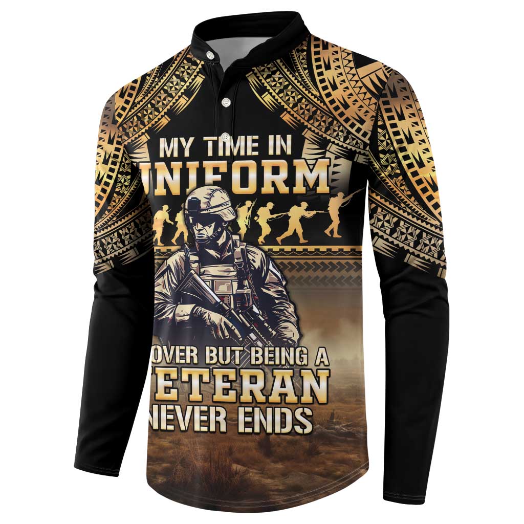 Polynesia Veterans Day Button Sweatshirt Thank You Veterans Polynesian Pattern