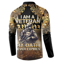 Polynesia Veterans Day Button Sweatshirt Thank You Veterans Polynesian Pattern