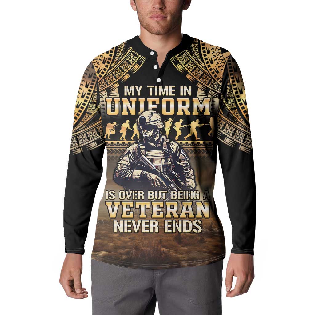 Polynesia Veterans Day Button Sweatshirt Thank You Veterans Polynesian Pattern