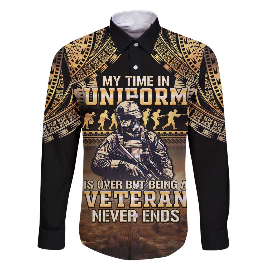 Polynesia Veterans Day Family Matching Long Sleeve Bodycon Dress and Hawaiian Shirt Thank You Veterans Polynesian Pattern