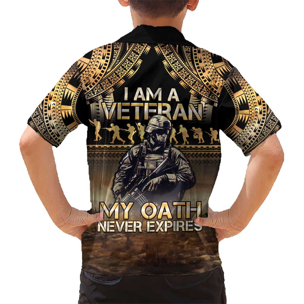Polynesia Veterans Day Kid Hawaiian Shirt Thank You Veterans Polynesian Pattern
