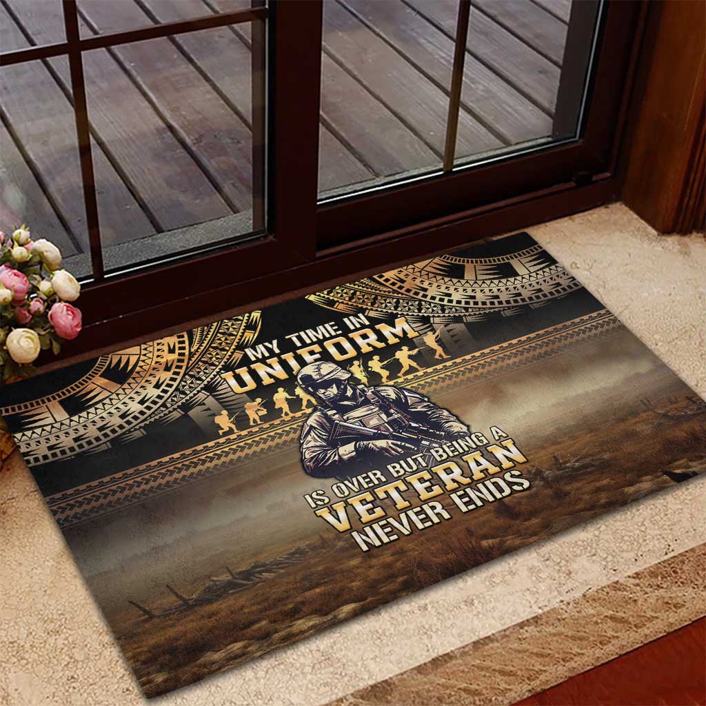 Polynesia Veterans Day Rubber Doormat Thank You Veterans Polynesian Pattern