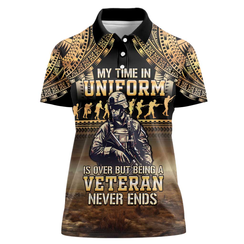 Polynesia Veterans Day Women Polo Shirt Thank You Veterans Polynesian Pattern