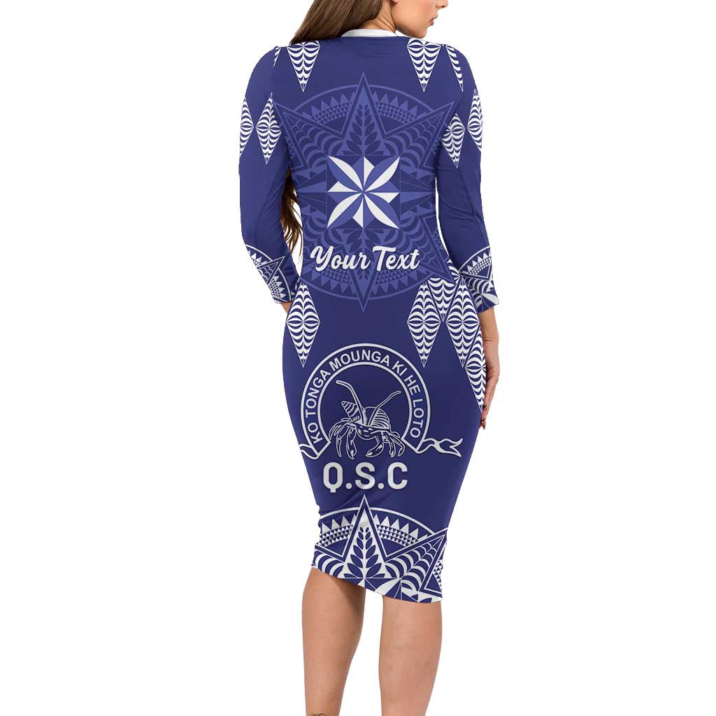 Personalised Queen Salote College Centenary Family Matching Long Sleeve Bodycon Dress and Hawaiian Shirt Tongan Kupesi Pattern LT05 - Polynesian Pride