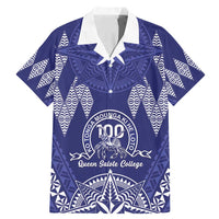 Personalised Queen Salote College Centenary Family Matching Mermaid Dress and Hawaiian Shirt Tongan Kupesi Pattern LT05 Dad's Shirt - Short Sleeve Navy - Polynesian Pride