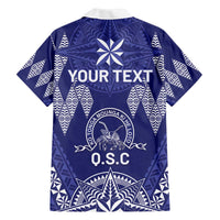 Personalised Queen Salote College Centenary Family Matching Off The Shoulder Long Sleeve Dress and Hawaiian Shirt Tongan Kupesi Pattern LT05 - Polynesian Pride