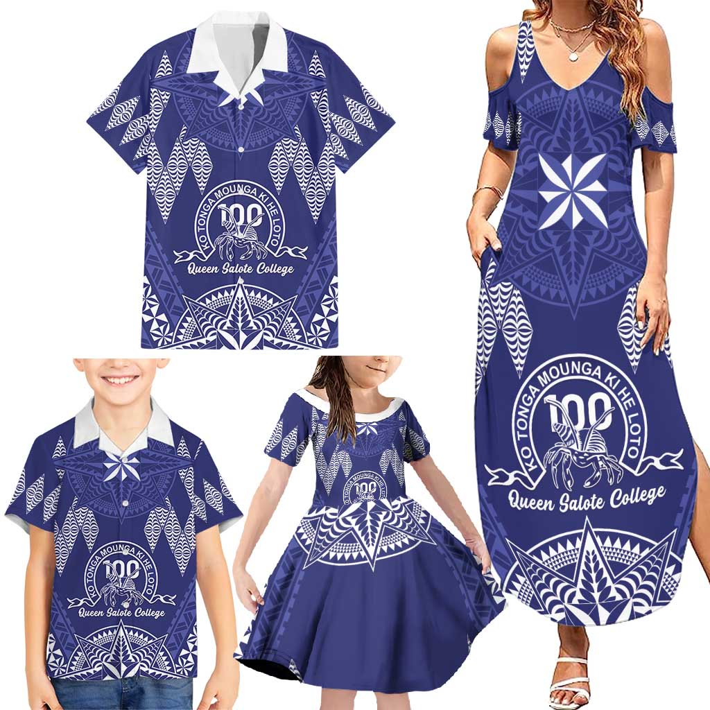 Personalised Queen Salote College Centenary Family Matching Summer Maxi Dress and Hawaiian Shirt Tongan Kupesi Pattern - Polynesian Pride