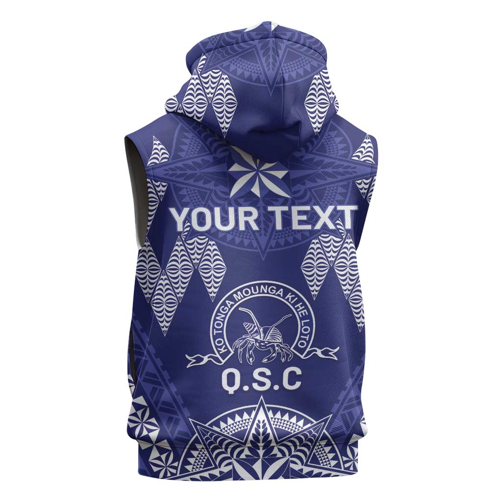 Personalised Queen Salote College Centenary Sleeveless Hoodie Tongan Kupesi Pattern - Polynesian Pride