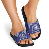 Queen Salote College Centenary Slide Sandals Tongan Kupesi Pattern - Polynesian Pride