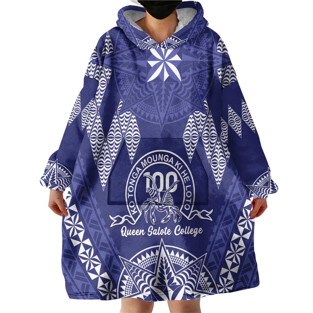 Personalised Queen Salote College Centenary Wearable Blanket Hoodie Tongan Kupesi Pattern LT05 - Polynesian Pride
