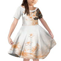 Fiji Family Matching Mermaid Dress and Hawaiian Shirt Masi Tapa Pattern Brown LT05 Daughter's Dress Brown - Polynesian Pride