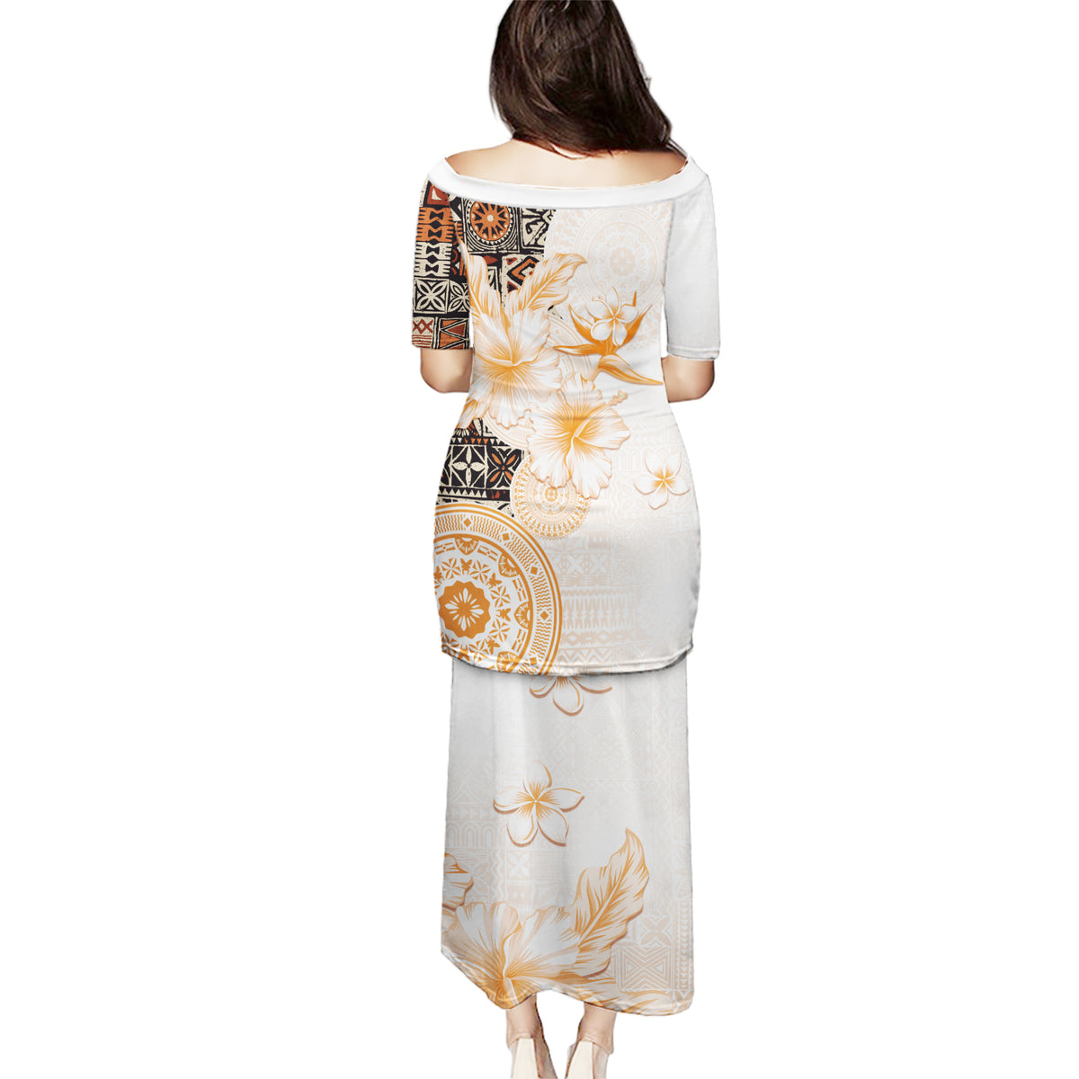 Fiji Puletasi Masi Tapa Pattern Brown LT05 - Polynesian Pride