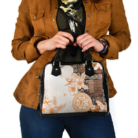 Fiji Shoulder Handbag Masi Tapa Pattern Brown LT05 - Polynesian Pride